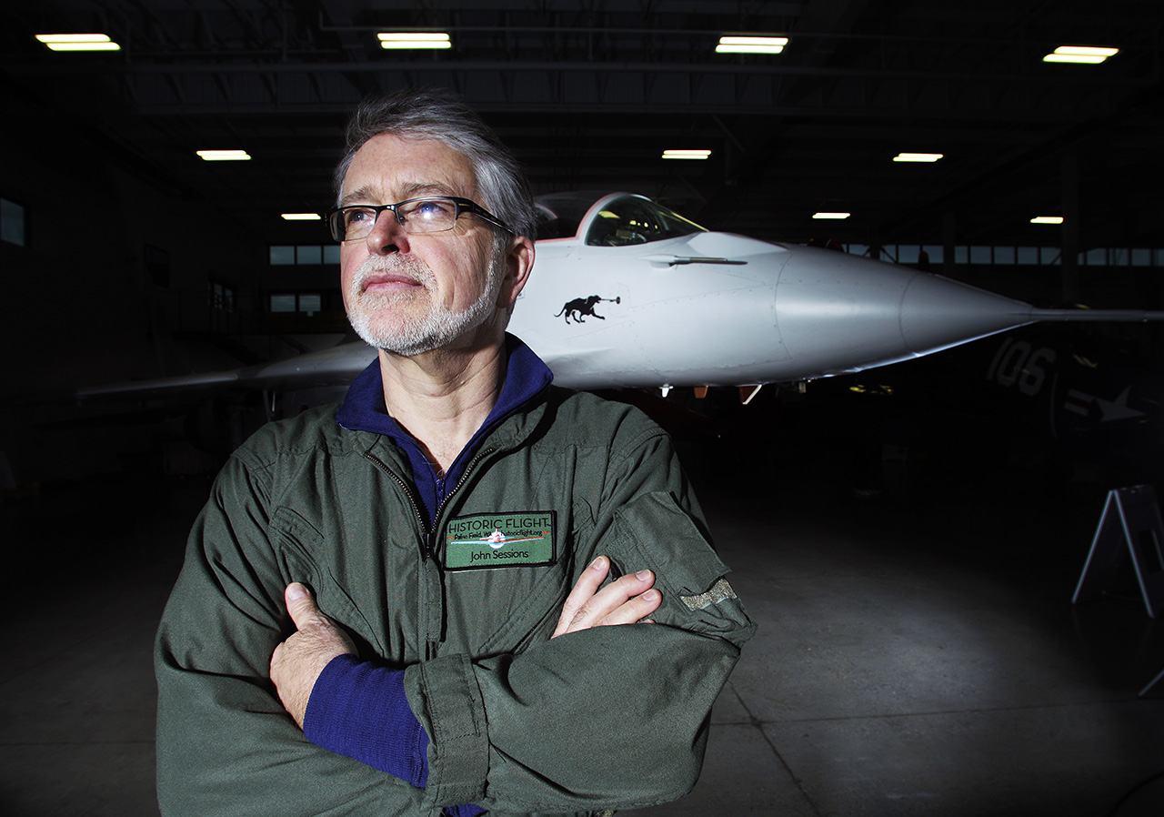 John T. Sessions stands in front of the new MiG-29 he acquired for the aircraft collection at the Historic Flight Foundation. (Mark Mulligan / The Herald)Photo taken Jan. 27, 2011