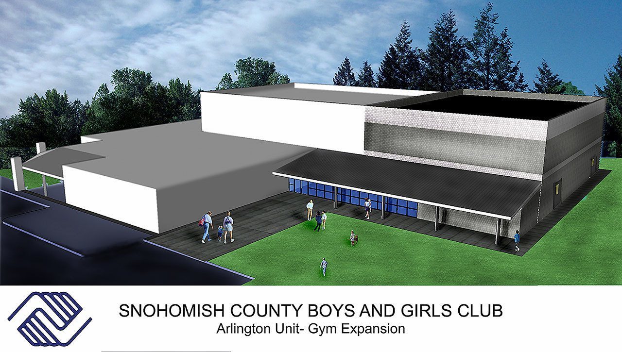 A designer’s rendering of what the Arlington Boys & Girls Club is expected to look like after a new full-size gym is added. (Courtesy of the Boys & Girls Club of Snohomish County)