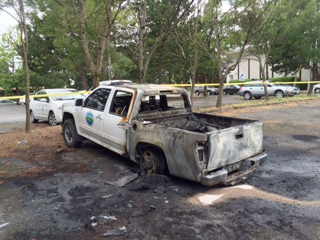 A Bellingham city vehicle was intentionally destroyed, officials said. (Photo courtesy of City of Bellingham)