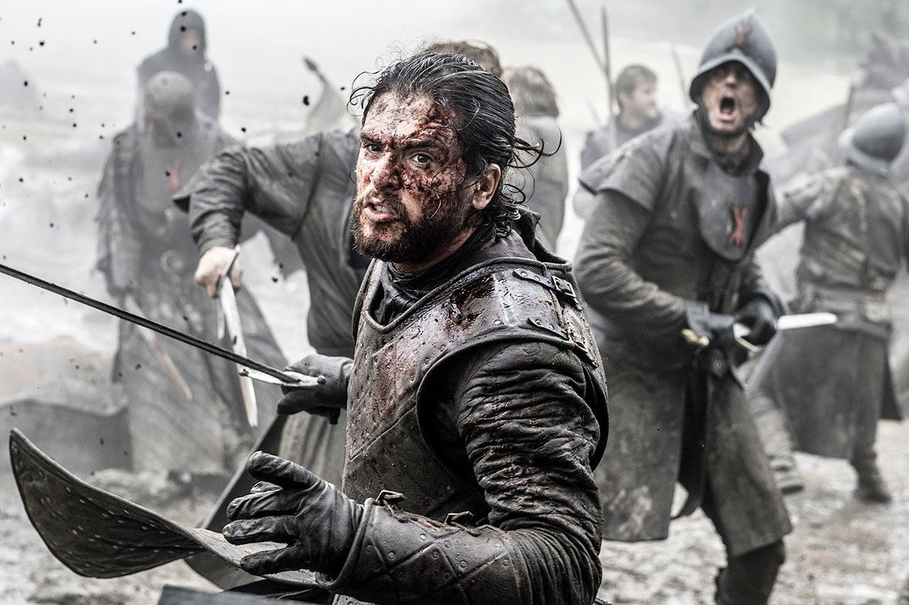 Kit Harington appears in a scene from “Game of Thrones.” “Game of Thrones” and “Veep” are among the top contenders for the 68th prime-time Emmy Award nominations. The shows claimed the top drama and comedy series prizes at last year’s Emmy ceremony. (Helen Sloan/HBO via AP)