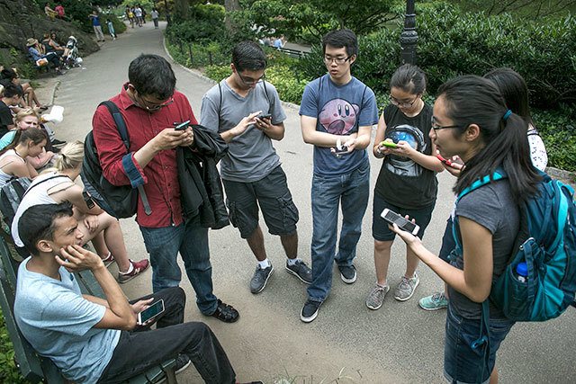 Gamers play Pokemon Go in Central Park. (Victor J. Blue/Bloomberg, file)