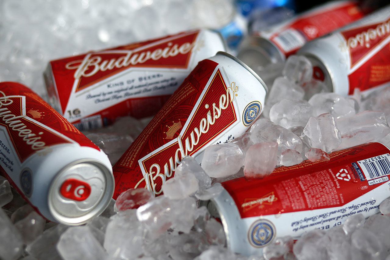 Budweiser beer cans are seen at a concession stand in Florida. (AP Photo/Gene Puskar)