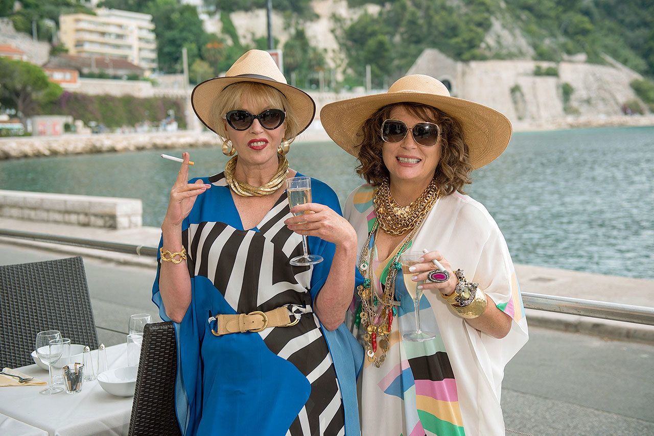 Joanna Lumley as “Patsy” and Jennifer Saunders as “Edina” in “Abolutely Fabulous: The Movie.” The movie is worth plenty of laughs. (David Appleby / Fox Searchlight Pictures)