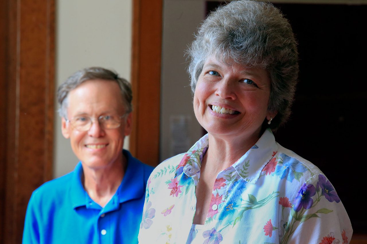 Lisa Tuengal, right, a Snohomish PE teacher, saved Dean Randall, left, at a church dinner by using the Heimlich maneuver. (Kevin Clark / The Daily Herald)