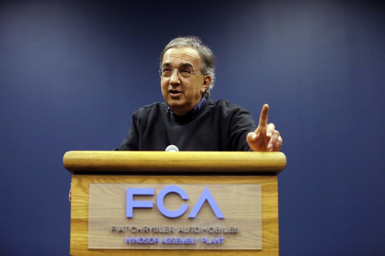 Sergio Marchionne, Chairman and CEO of Fiat Chrysler Automobiles, addresses the media Friday in Windsor, Ontario.