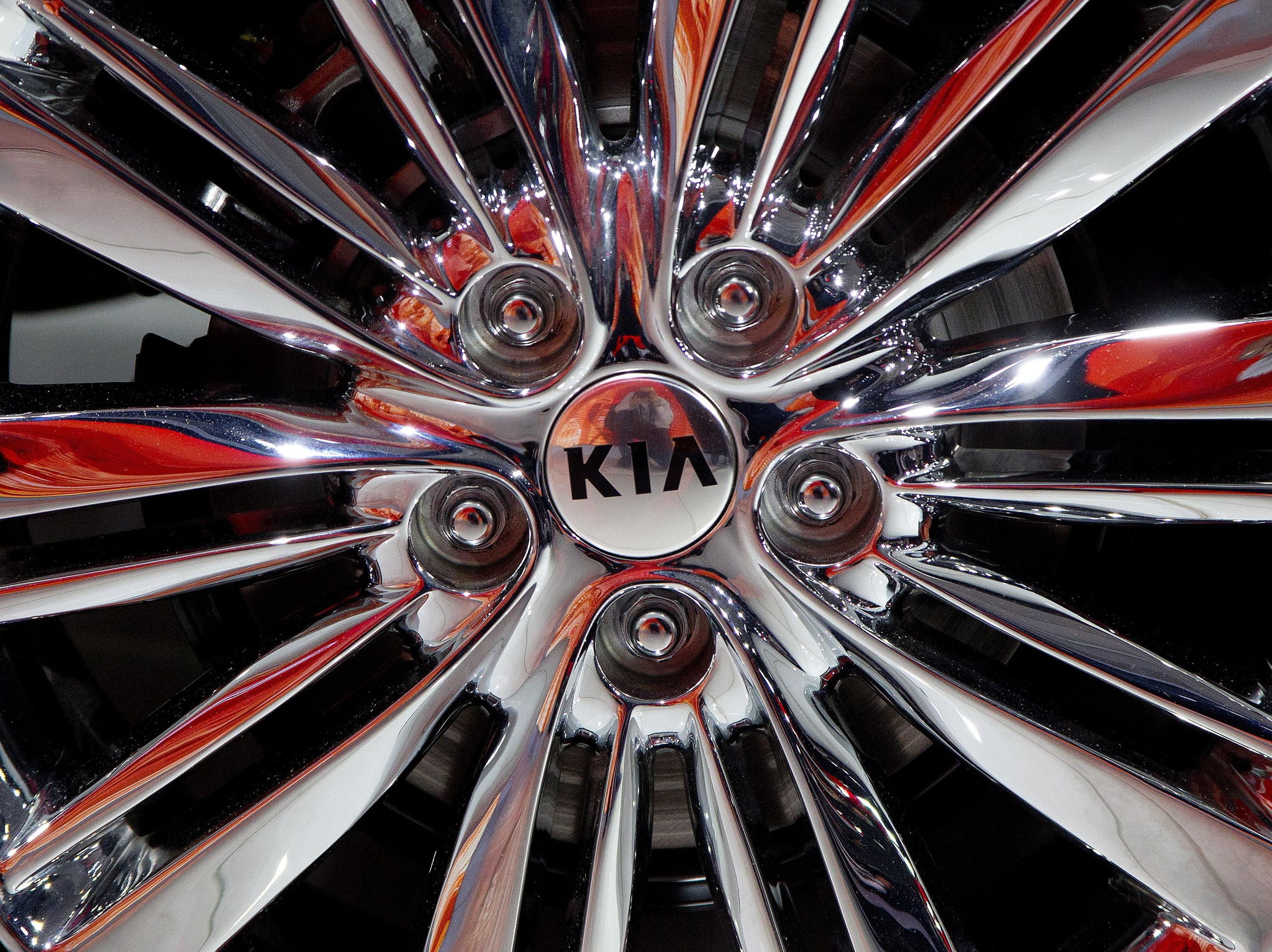 A wheel of the 2016 Kia Optima is seen at the New York International Auto Show in 2015.