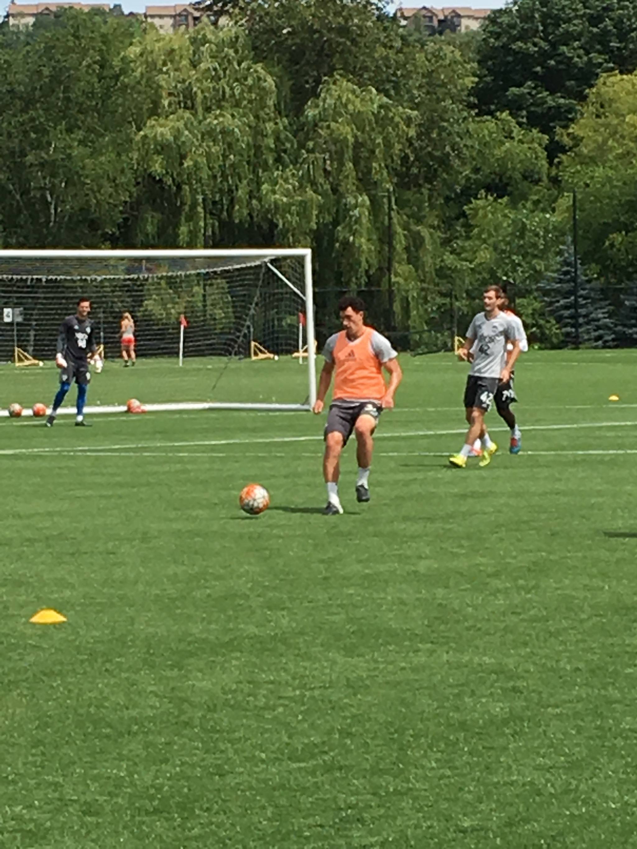 Everett native Jordan Schweitzer practices with the Seattle Sounders’ S2 team Wednesday morning at Starfire Sports in Tukwila.