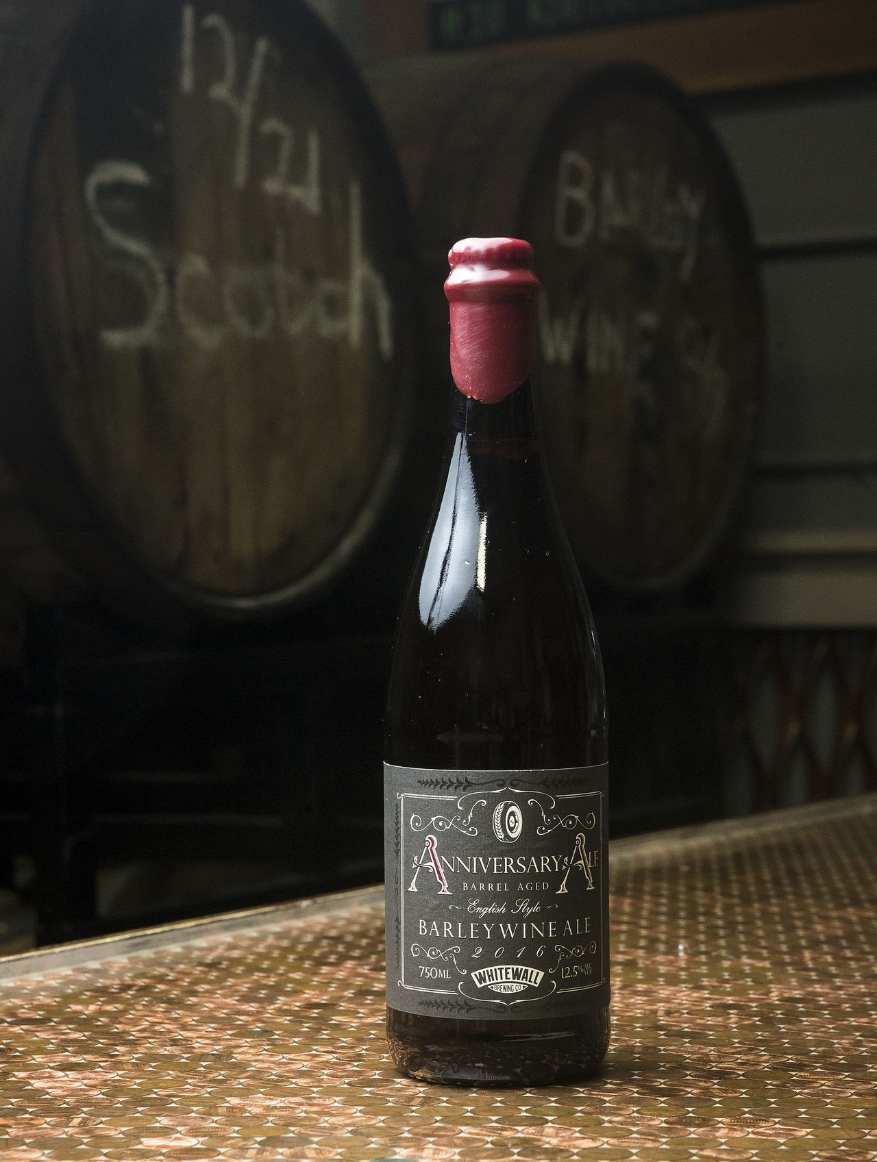 Whitewall Brewing’s Anniversary Ale, an English style barleywine aged in bourbon barrels, is set to release on May 7.