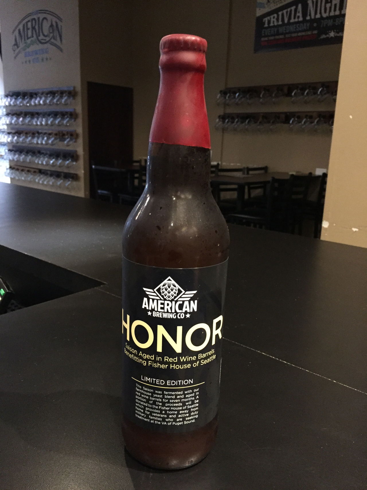 American Brewing Co.’s Honor is a Saison aged in red wine.