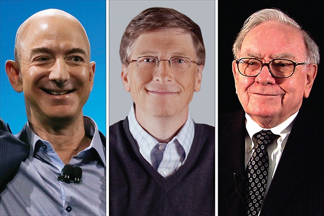 L-R: Jeff Bezos, Bill Gates, Warren Buffett