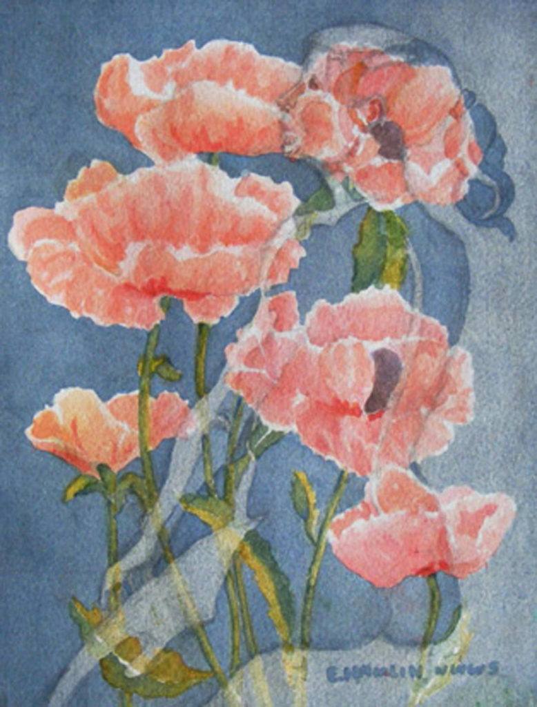 &ldquo;The Dreamer,&rdquo; by Liz Hamlin, uses soft colors with two images overlapping each other.
