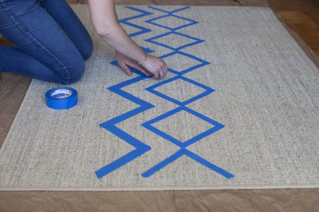Step 3: Build upon your design with zigzags, triangles, crisscrosses, etc. A quick Google Images search for “graphic rug” will return plenty of ideas.
