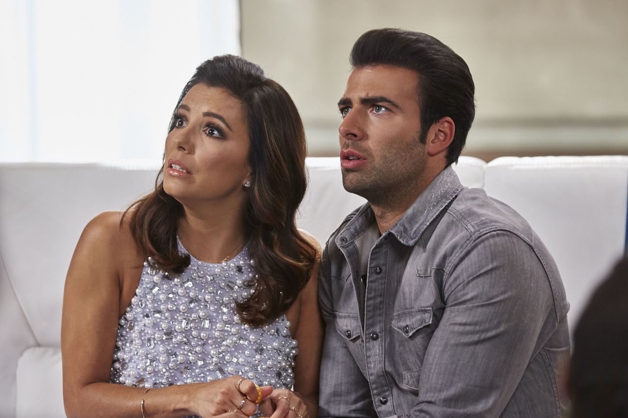 Eva Longoria and Jencarlos Canela in a scene from “Telenovela,” which was canceled Friday.