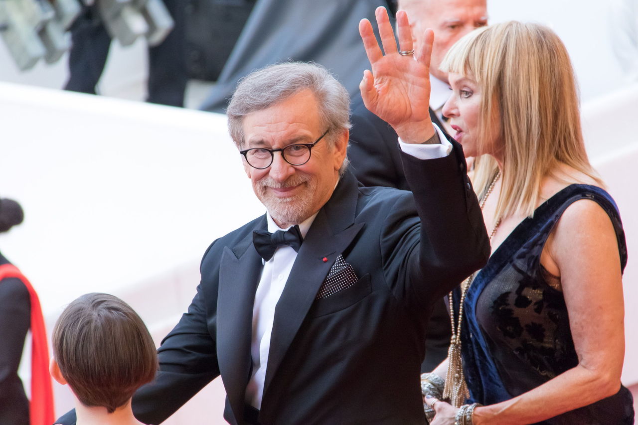 Steven Speilberg waves to someone on May 15, 2016 during the Cannes film festival in Cannes, France.