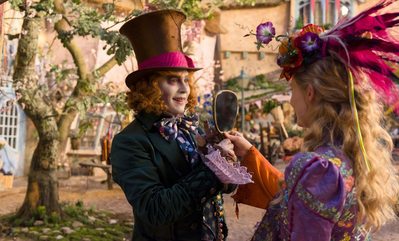 Johnny Depp is over the top as the Mad Hatter in “Alice Through the Looking Glass.”