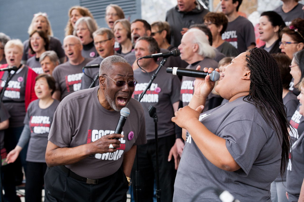 Imago Dei Gospel Choir performs at the 2015 Northwest Folklife Festival.