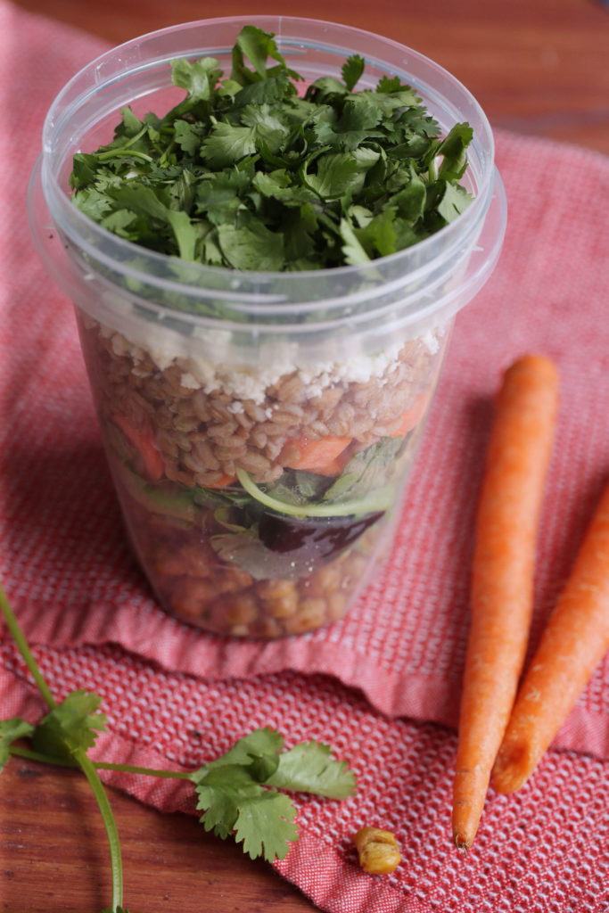 Salads in seethrough containers are pretty, convenient and nutritious