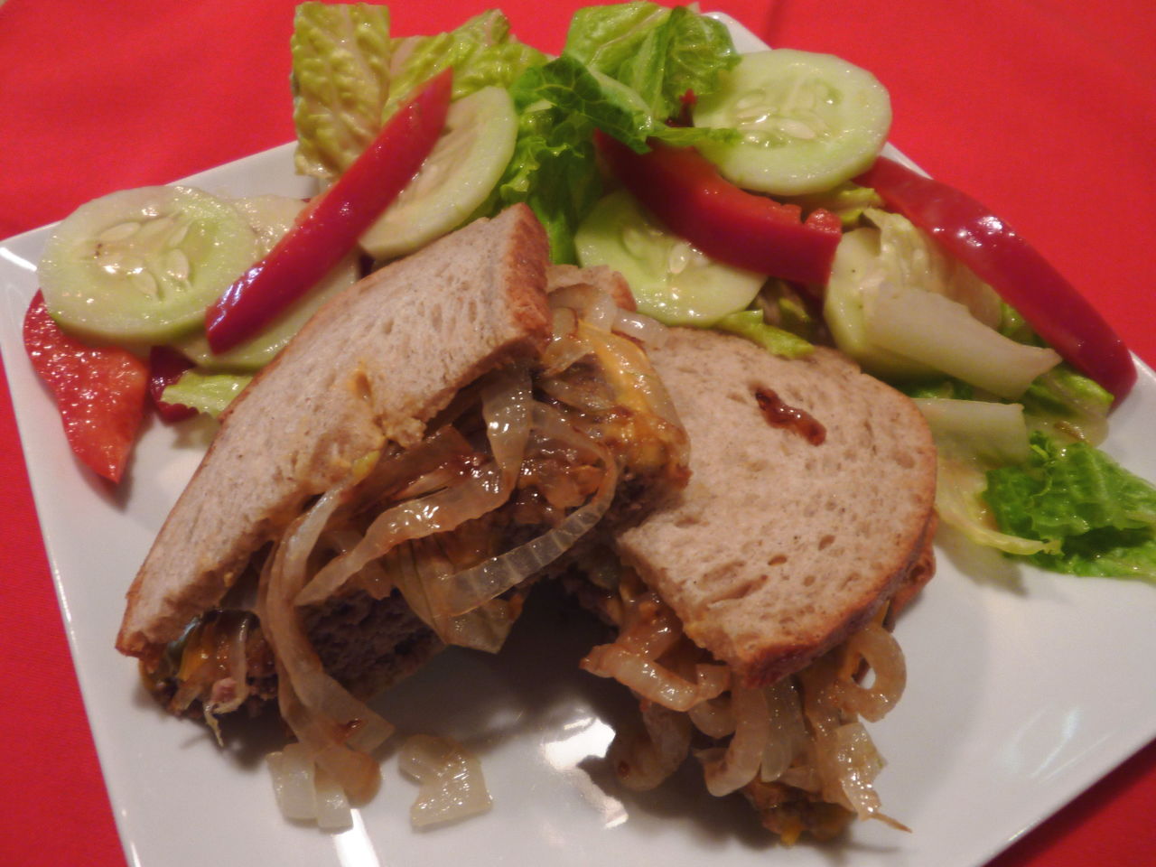 This patty melt with pickle relish salad is great for a holiday or any other time.
