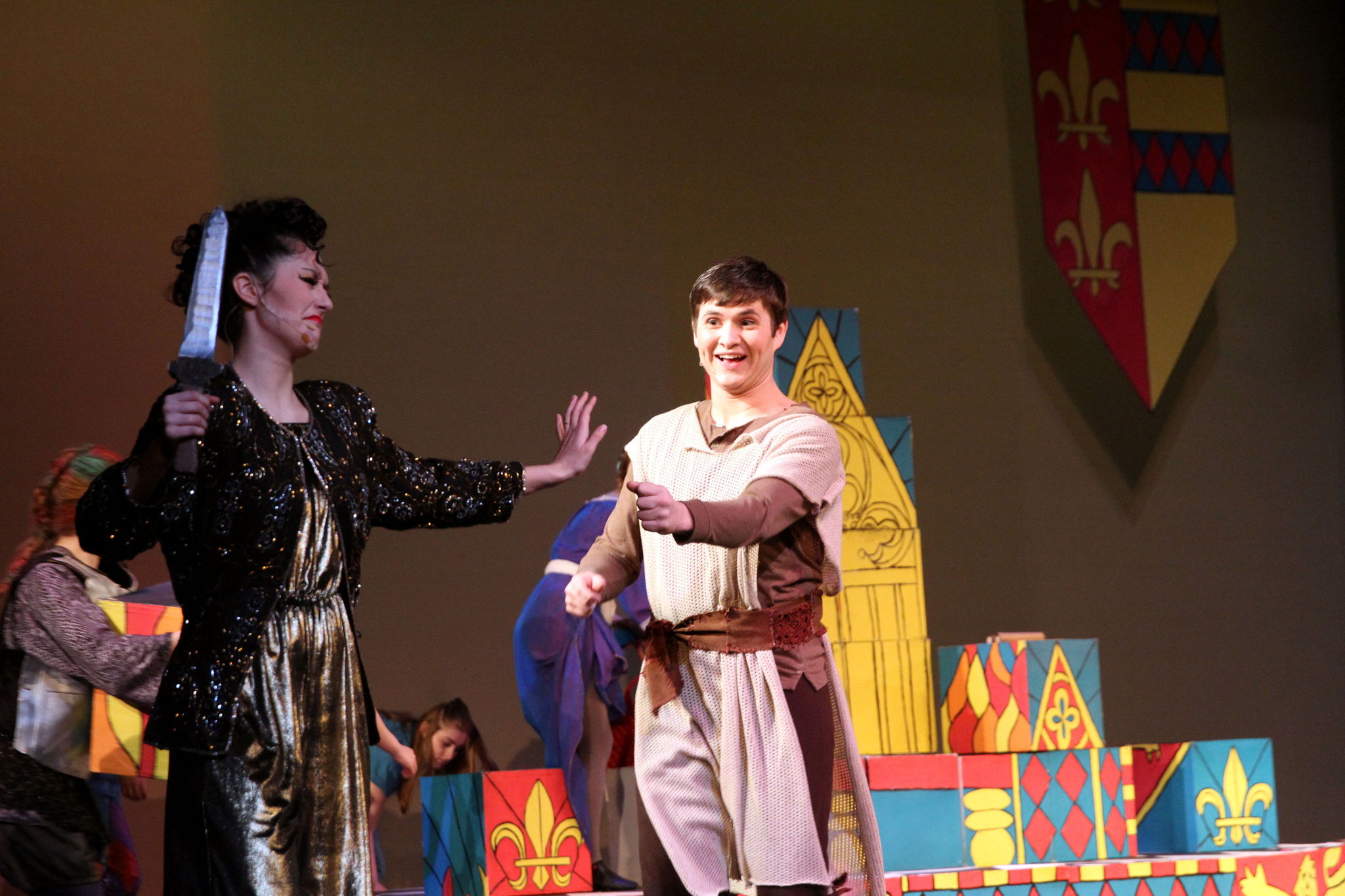 Andrea Ramirez and Josh Basher perform in the musical “Pippin” at Arlington High School.