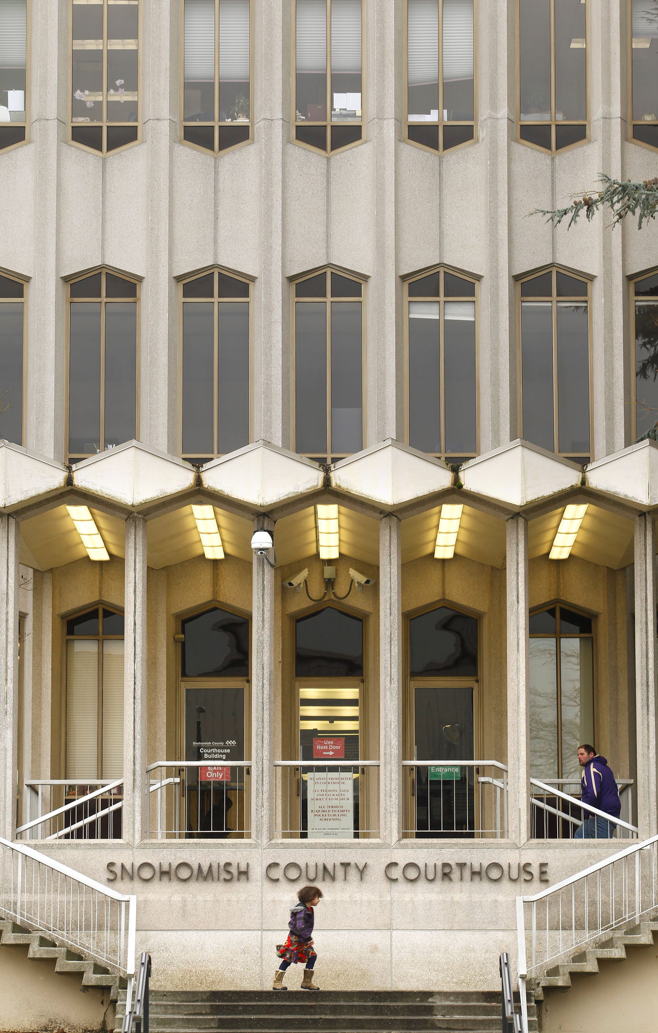 The front facade of the Snohomish County Courthouse building in Everett, photographed Dec. 2015.