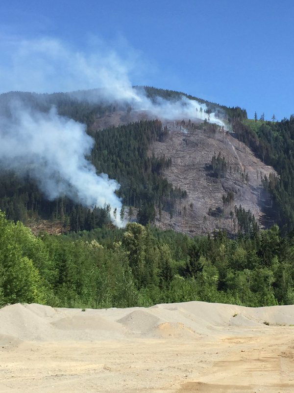 The Sauk-Suiattle Indian Tribe Emergency Management and Preparedness Department in Darrington shared this photo Friday afternoon of the wildland fire in Oso.