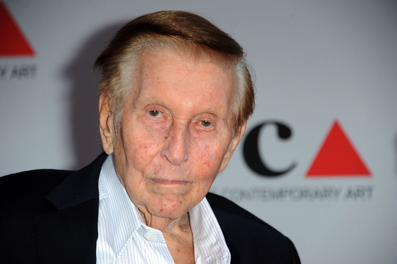 In this April 20, 2013, photo, media mogul Sumner Redstone arrives at the 2013 MOCA Gala celebrating the opening of the Urs Fischer exhibition at MOCA, in Los Angeles.