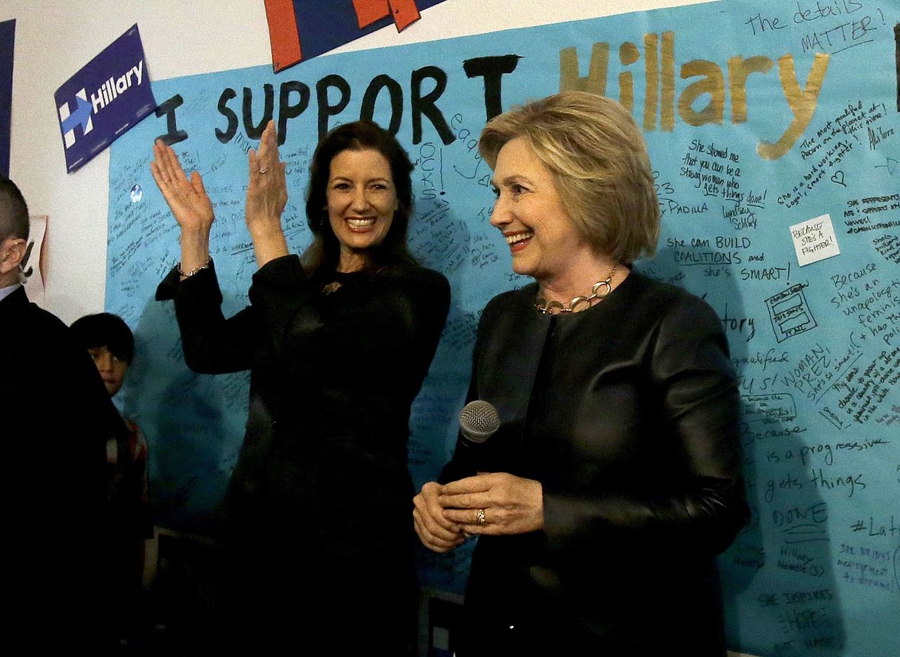 Democratic presidential candidate Hillary Clinton visits her campaign field office in Oakland, California, on Friday.