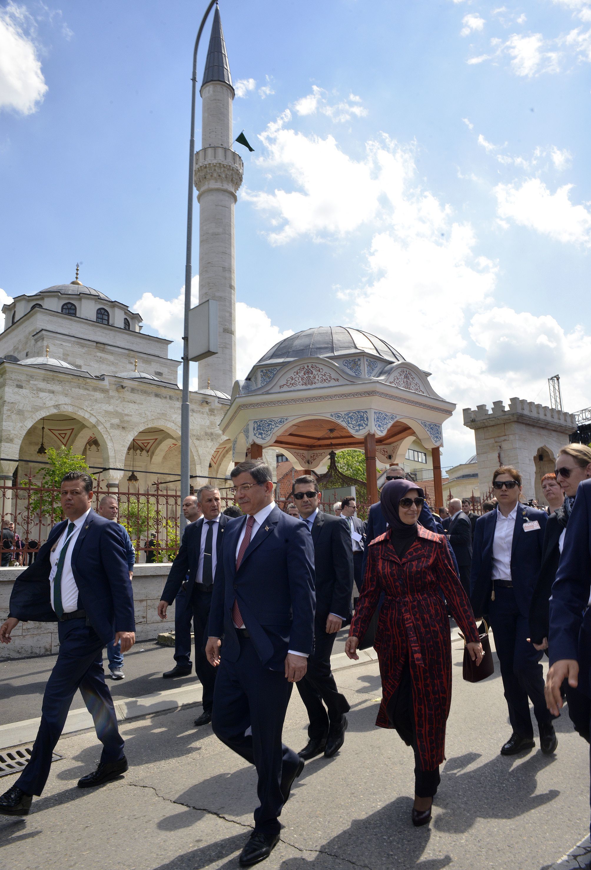 Turkish Prime Minister Ahmet Davutoglu attends the mosque’s opening ceremony Saturday.