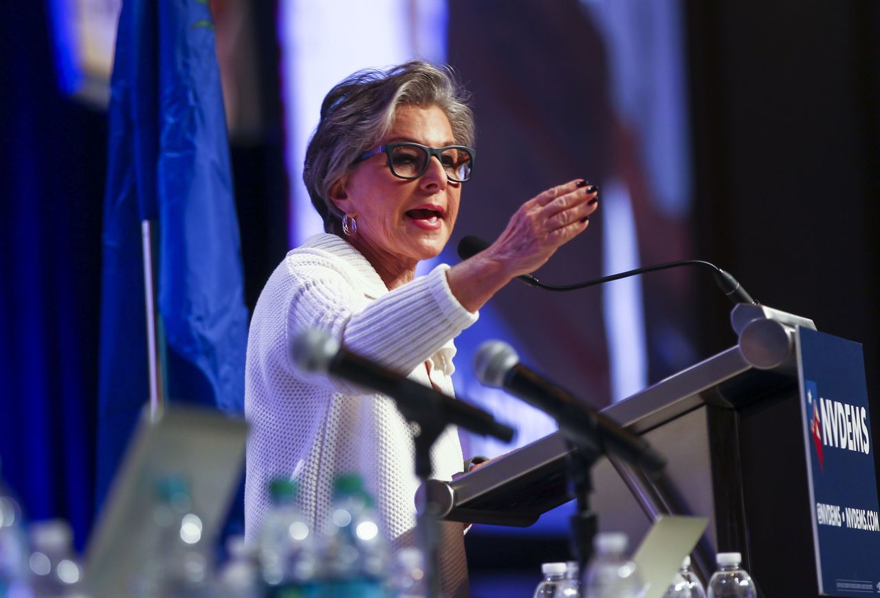 U.S. Sen. Barbara Boxer, D-Calif., speaks during the nevada state Democratic party’s 2016 state convention at the Paris Hotel-Casino in Las Vegas.
