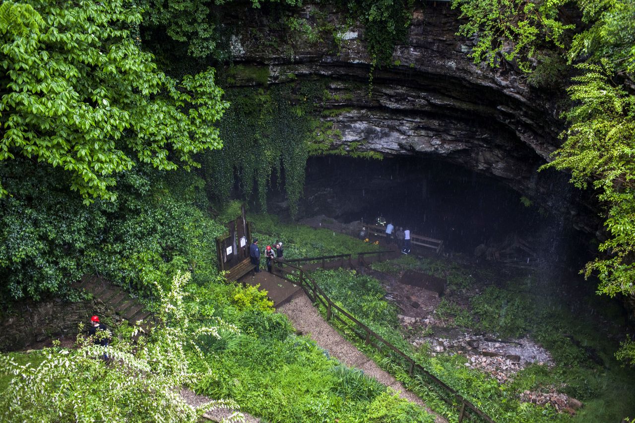 The entrance of Hidden River Cave in Horse Cave, Kentucky.