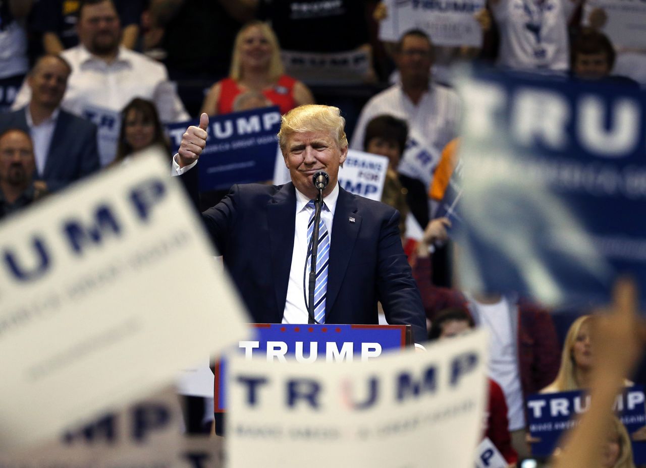 Republican presidential candidate Donald Trump speaks at a rally in Billings, Montana, on Thursday.