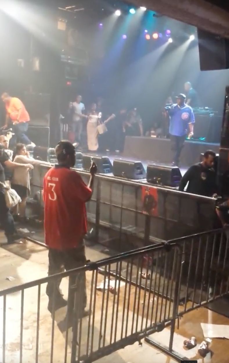 This image made from a video shows people inside Irving Plaza in New York after a shooting Wednesday.