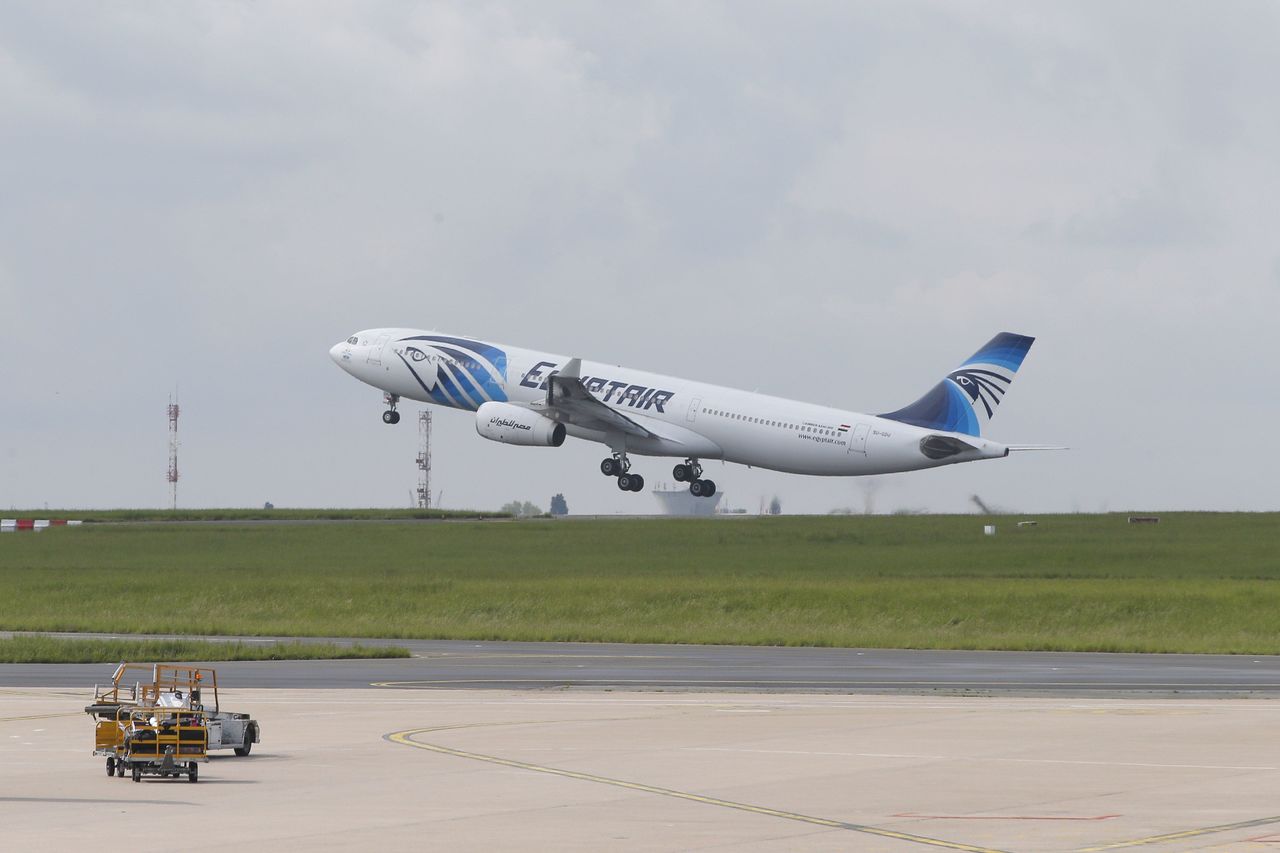 An EgyptAir Airbus A330-300 takes off for Cairo from Charles de Gaulle Airport outside of Paris on Thursday.