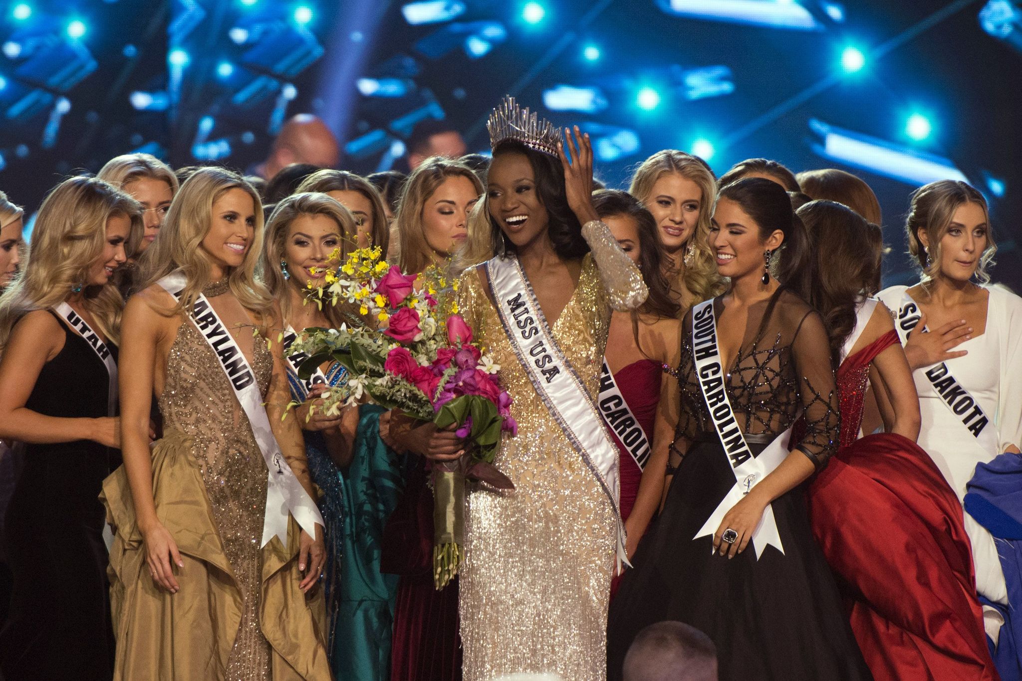 Miss District of Columbia Deshauna Barber smiles after being crowned Miss USA during the 2016 Miss USA pageant in Las Vegas on Sunday.