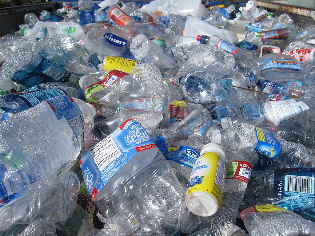 Only about one-third to one-sixth of plastic water bottles end up being recycled.