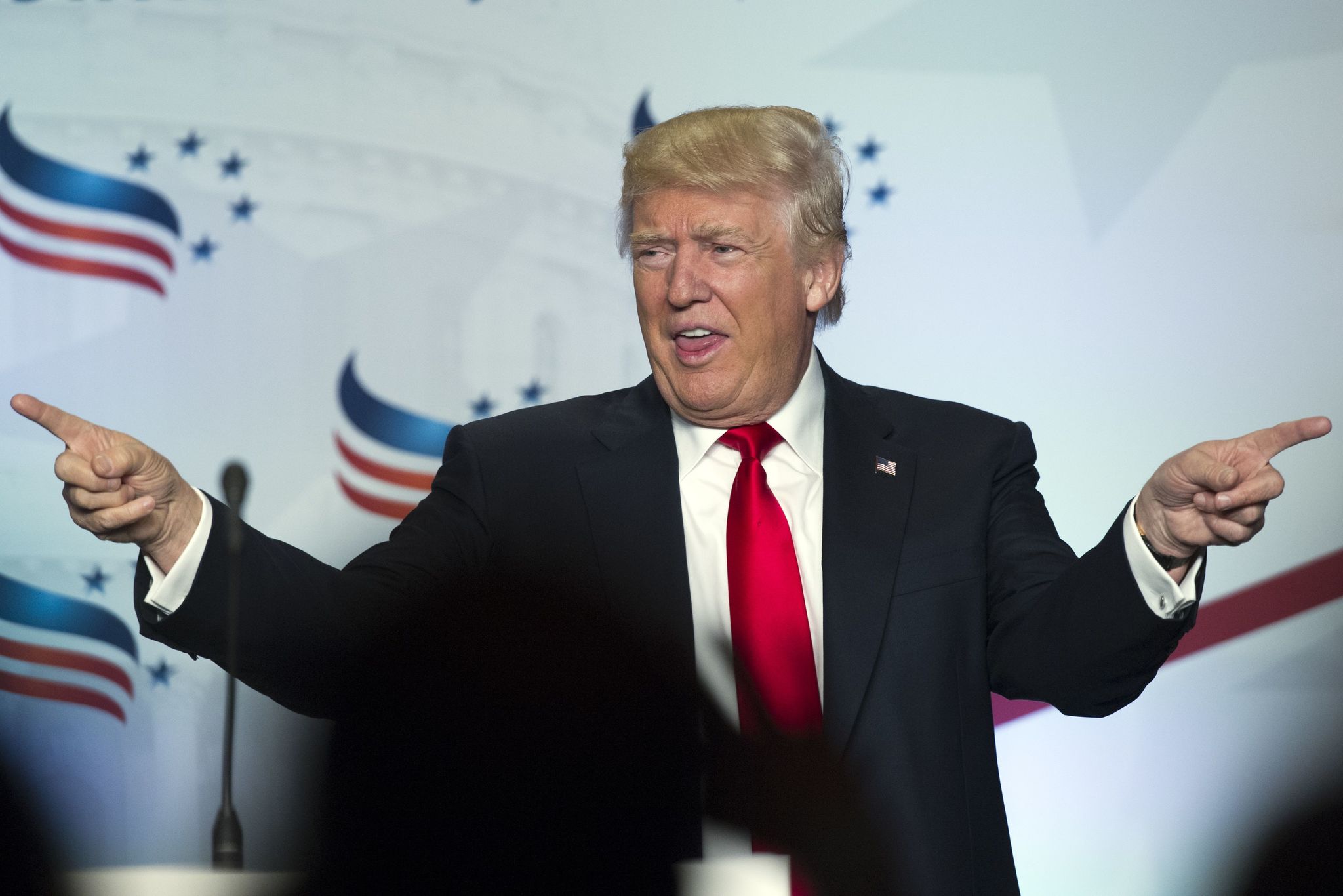 Donald Trump speaks Friday in Washington.