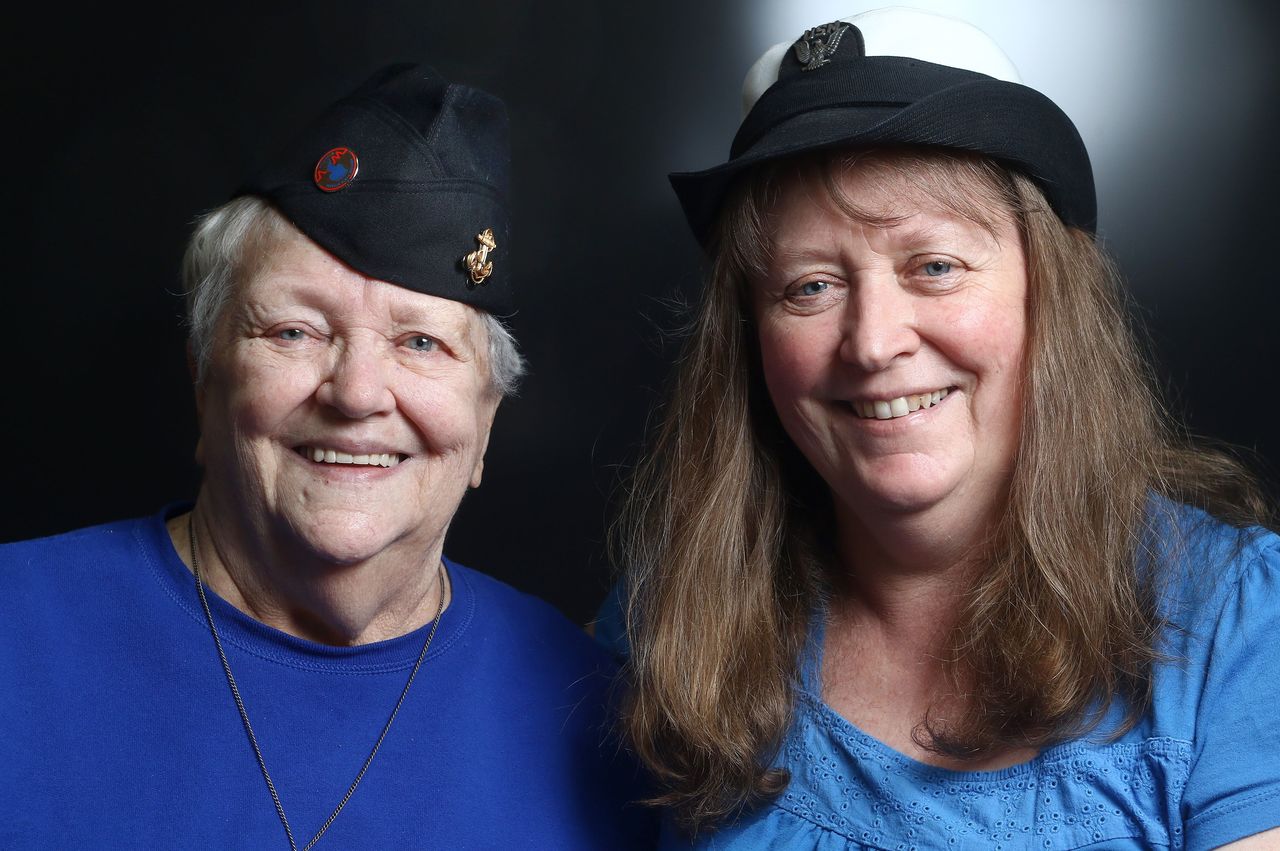 Wilma Norris and her daughter, Rosemary Agee, pose for a photo at their Roseburg, Oregon, home on April 14.