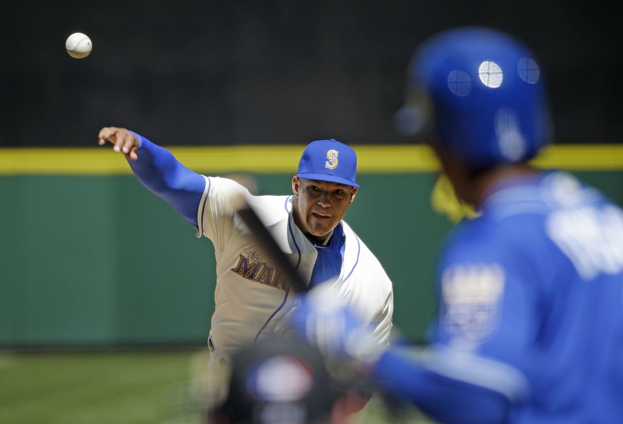 Mariners starter Taijuan Walker (2-1) gave up three runs and seven hits in five innings in Sunday’s game against the Royals.