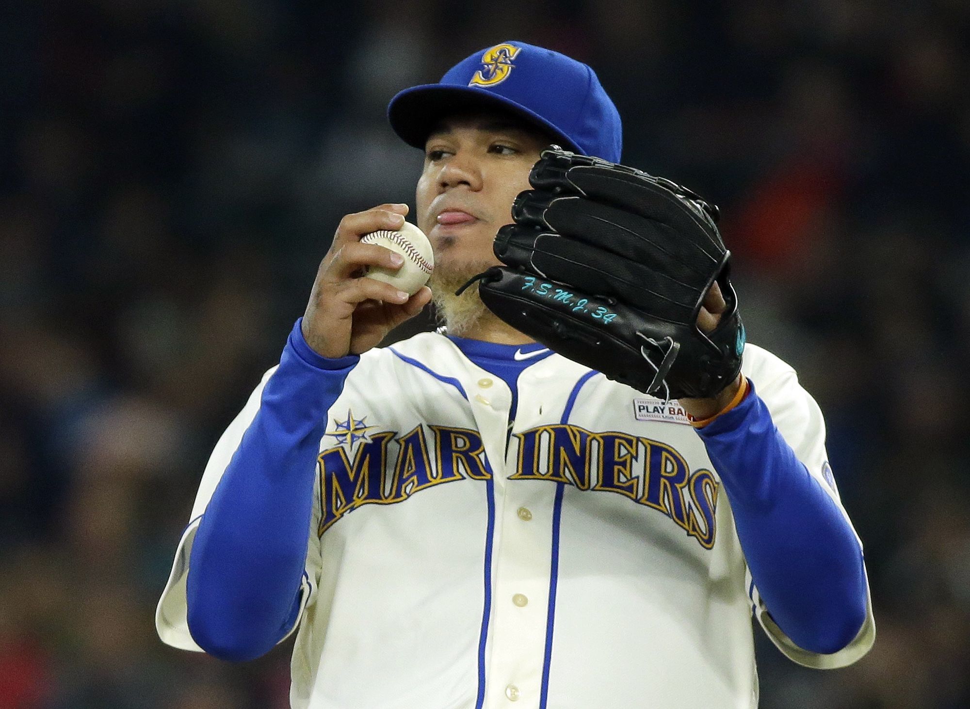 Mariners starting pitcher Felix Hernandez throws during a game against the Los Angeles Angels on May 15 in Seattle.