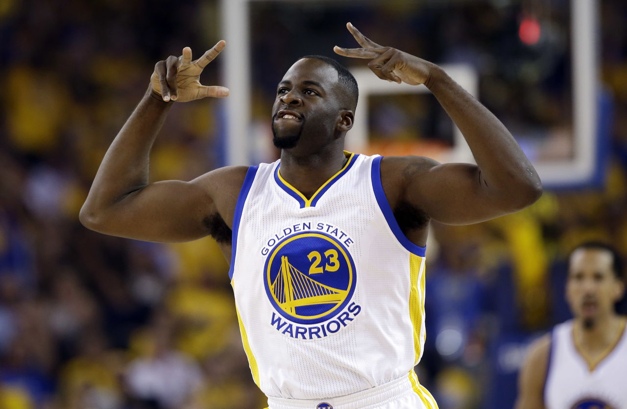 The Warriors’ Draymond Green recite the names and teams of all 34 players selected ahead of him in the 2012 NBA draft.