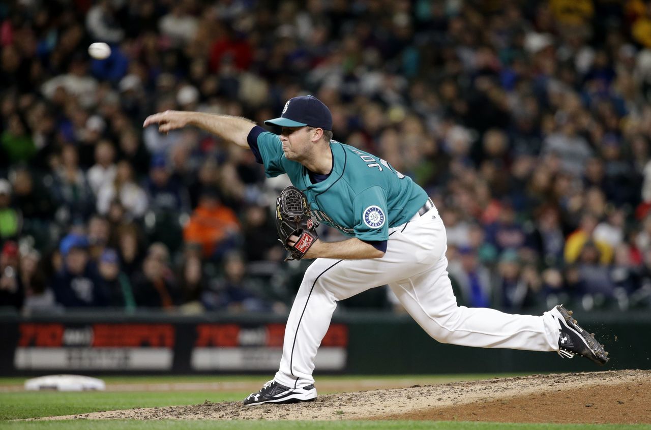 Mariners relief pitcher Steve Johnson has an earned run average of 0.79 this season.