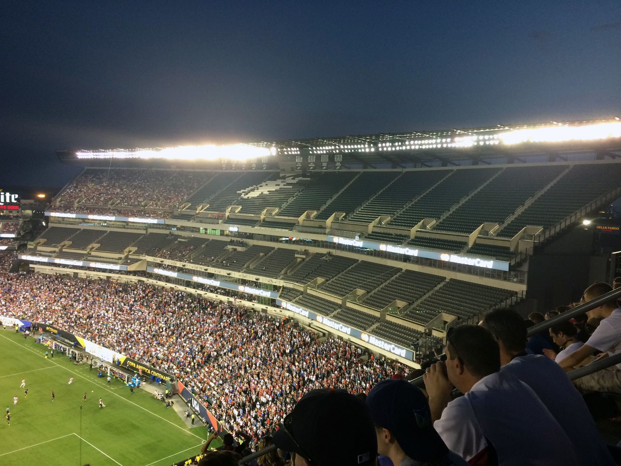 Fans watch a Copa America Group A soccer match between the United States and Paraguay on Saturday in Philadelphia.