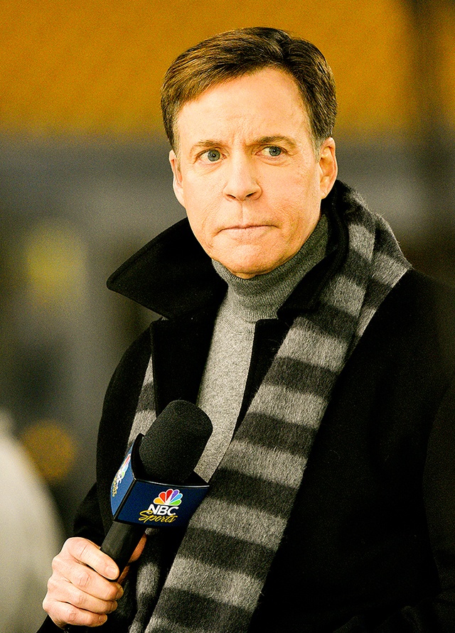 Bob Costas is on the set before the start of an NFL football game between the Pittsburgh Steelers and the Indianapolis Colts on Dec. 6, 2015, in Pittsburgh. (AP Photo/Don Wright)