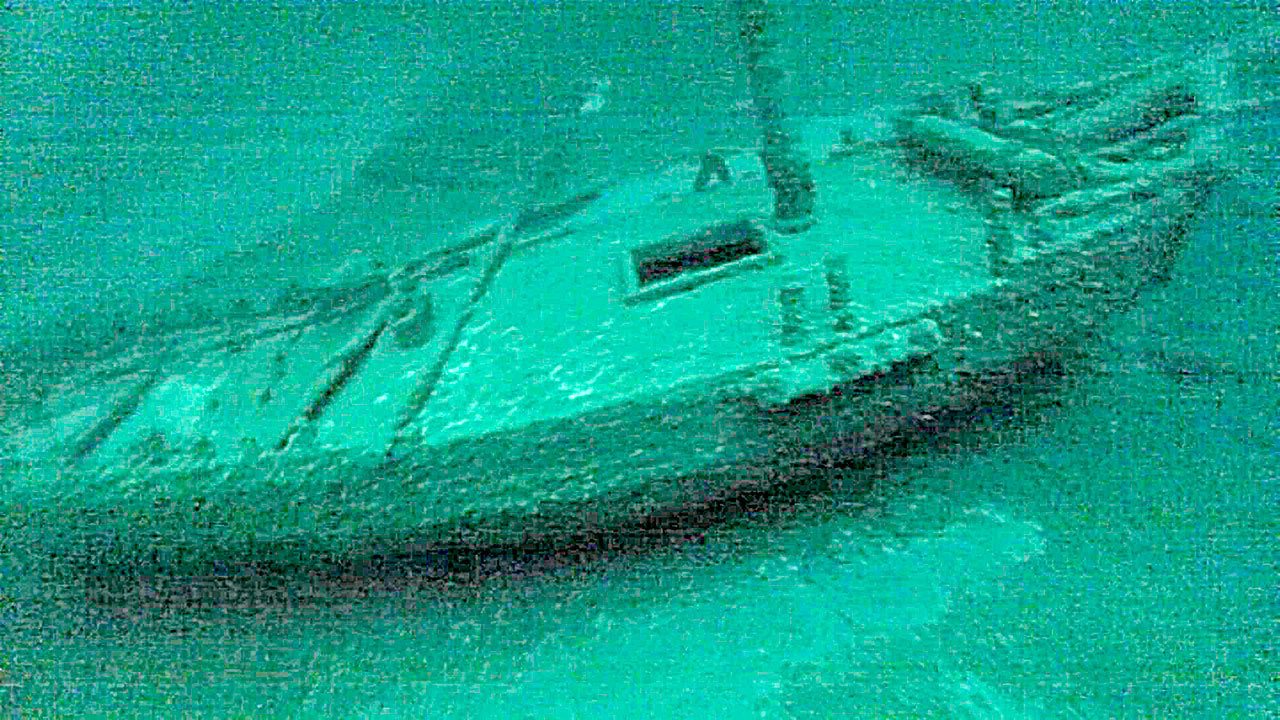 This photo taken July 16 from underwater video shows the “Washington,” which sank during a storm in 1803. A team of underwater explorers said it has found the second-oldest confirmed shipwreck in the Great Lakes, an American-built, Canadian owned-sloop that sank in Lake Ontario 213 years ago. (Roger L. Pawlowski via AP)