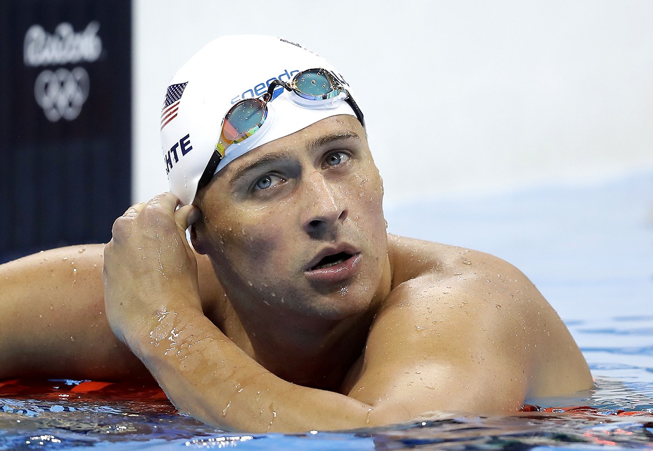 In this Aug. 9 photo, United States’ Ryan Lochte checks his time in a men’s 4x200-meter freestyle heat during the swimming competitions at the 2016 Summer Olympics, in Rio de Janeiro, Brazil. (AP Photo/Michael Sohn, File)