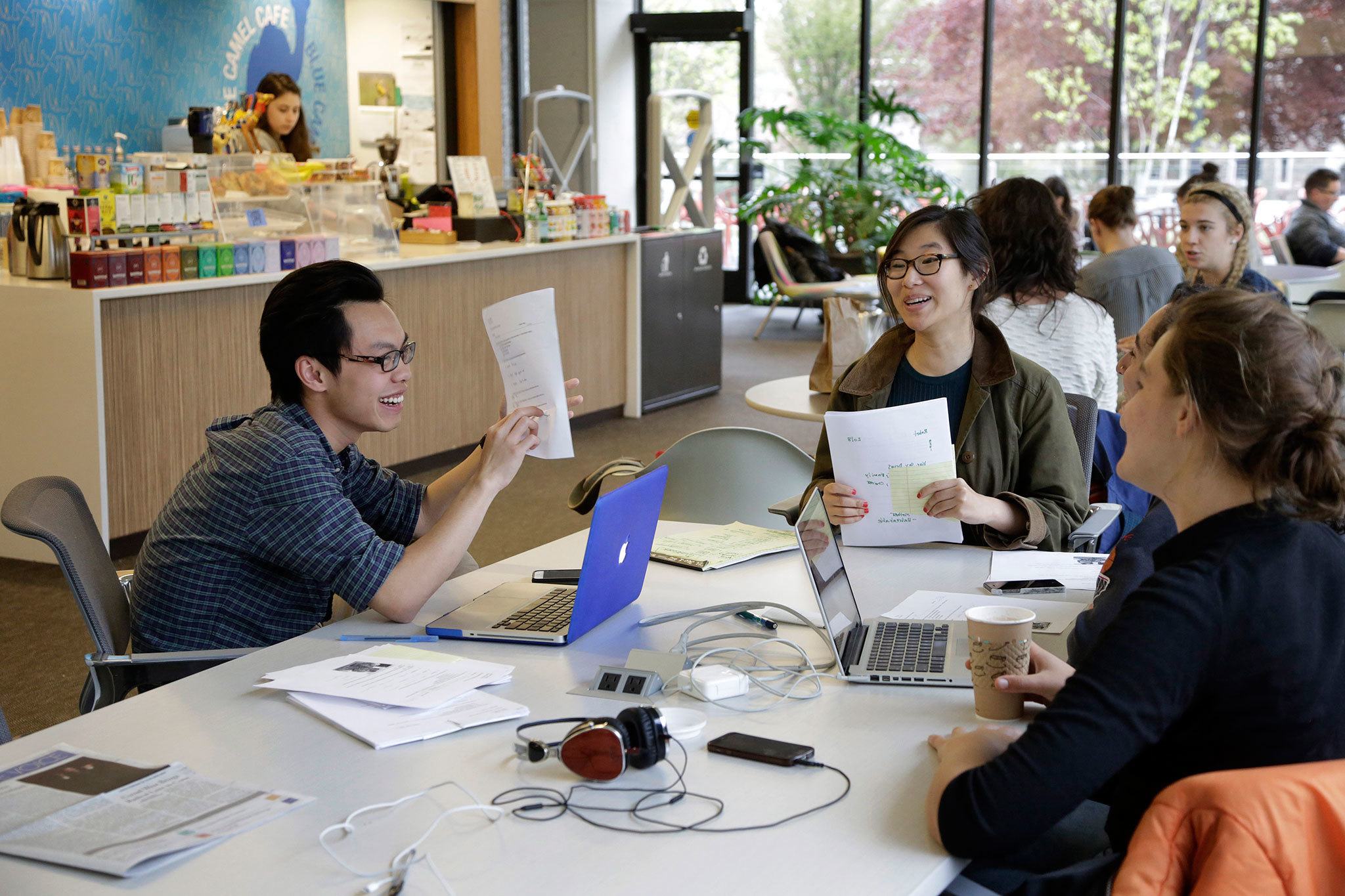 Connecticut College students study at the Charles E. Shain Library on the school’s campus in New London, Connecticut, in May. (AP Photo/Steven Senne)