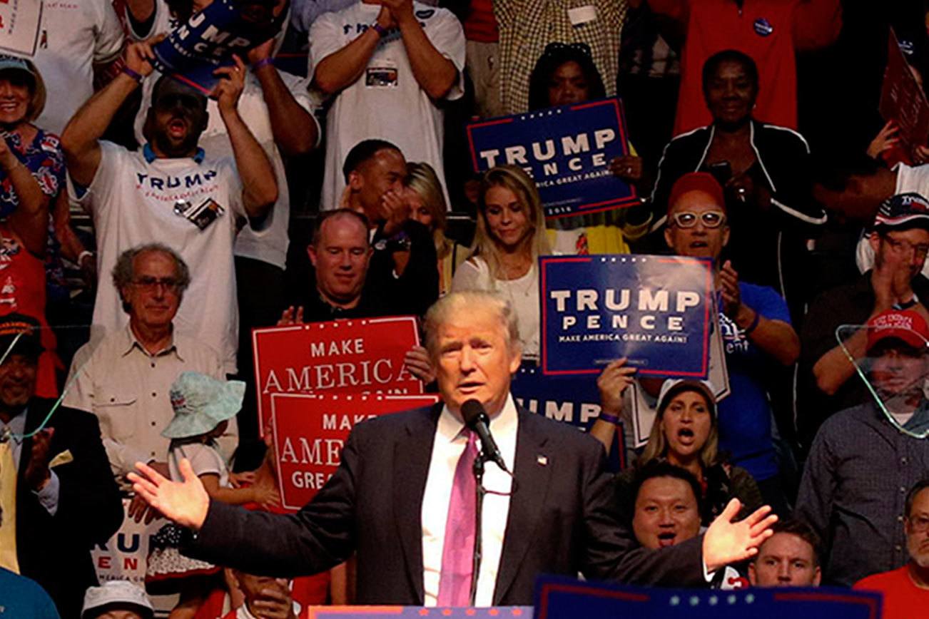 Trump fills an arena and promises a fulfilled nation