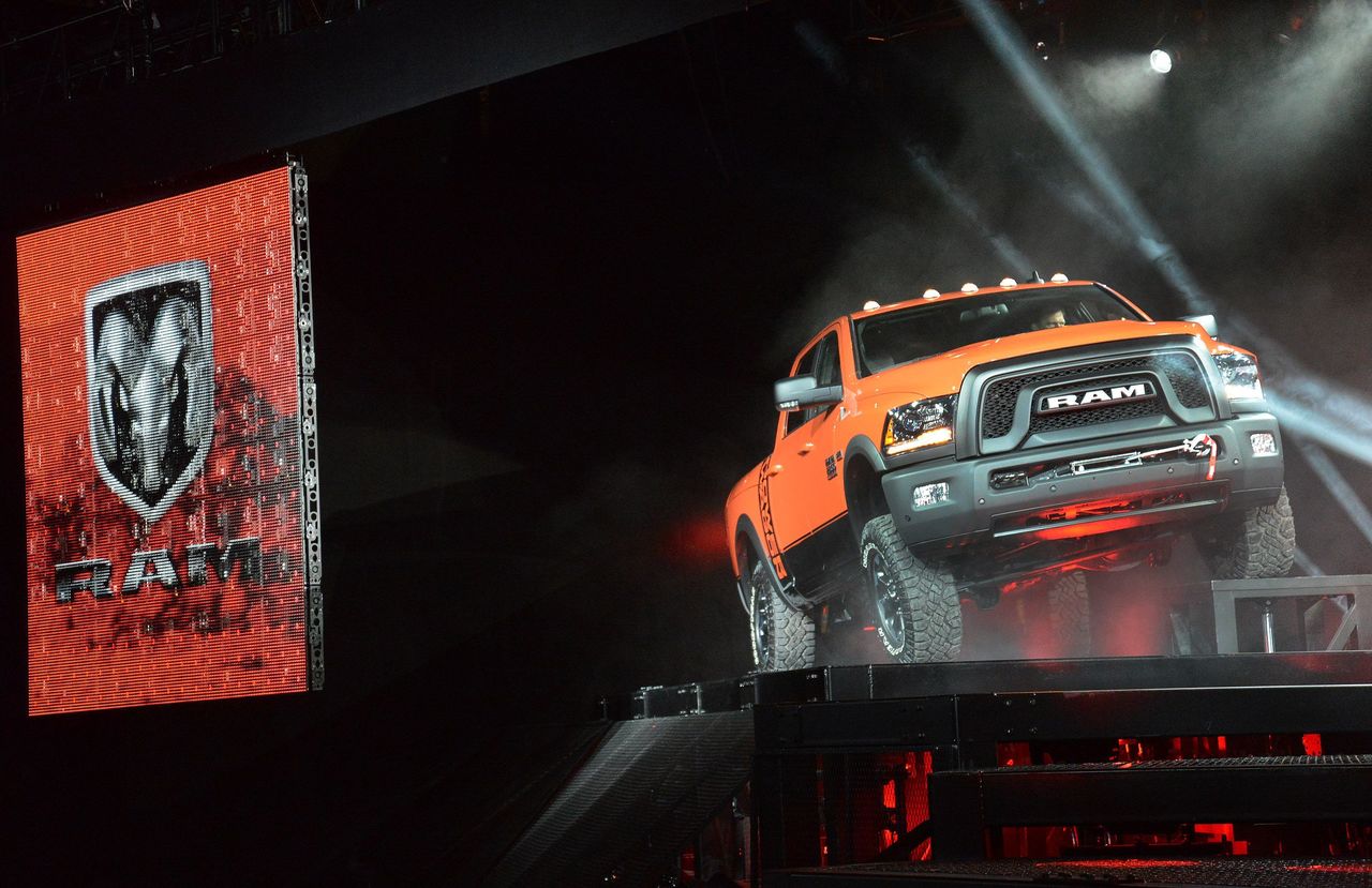 A Dodge Ram Power Wagon pickup is displayed at the Chicago Auto Show on Feb. 11 in Chicago.