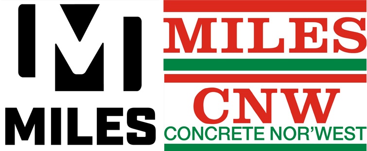 The Miles Companies’ new logo is on the left. The former logos are on the right.