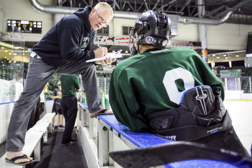 Silvertips head coach Kevin Constantine during camp last August